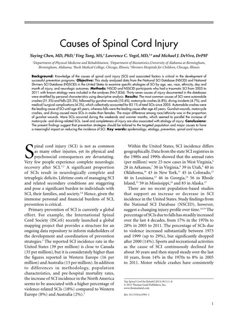 Pdf Causes Of Spinal Cord Injury