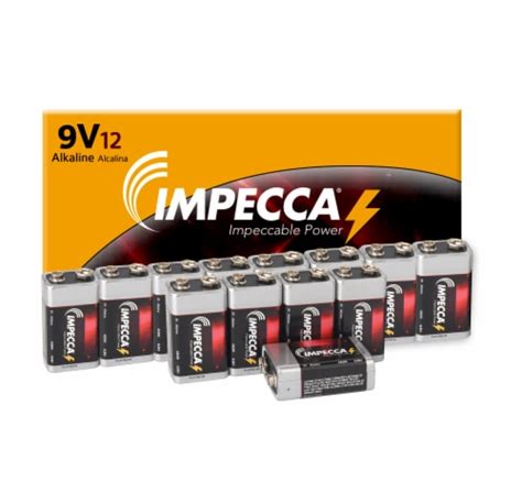 Impecca Alkaline 9 Volt Platinum Batteries 12 Pack Long Lasting