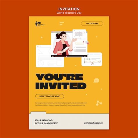 Free Psd World Teachers Day Invitation Template