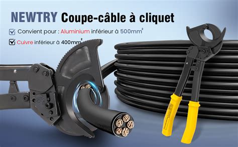 NEWTRY Coupe câble à cliquet Outil de coupe robuste pour fils de cuivre