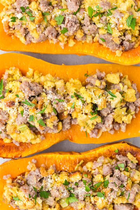 Sausage Stuffed Butternut Squash Kitchen Divas