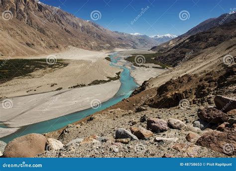 Shyok River In Nubra Valley Ladakh Jammu Kashmir India Stock Image