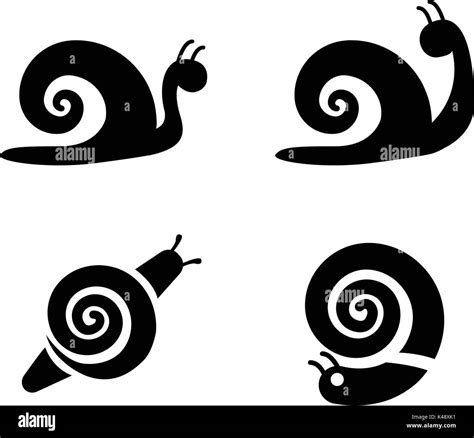 Set Of Snail Icons In Silhouette Style Vector Design Stock Vector