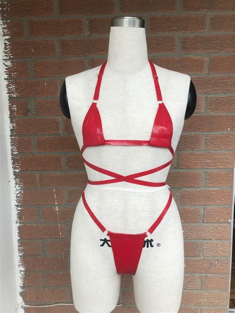 Latex Micro Bikini And Face Mask Set Etsy