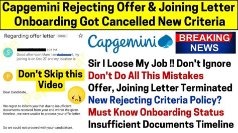 Capgemini Rejecting Offer Joining Letter Why Direct Termination Before