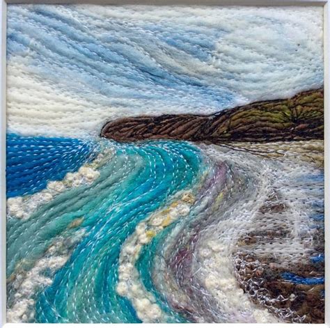 Embroidered Needle Felted Seascape Landscape Art Quilts Ocean