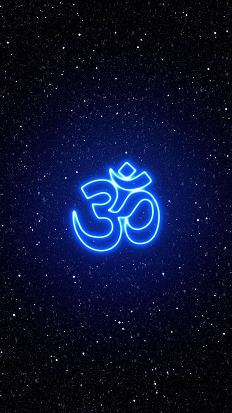 Download Glowing Blue Om Symbol Wallpaper