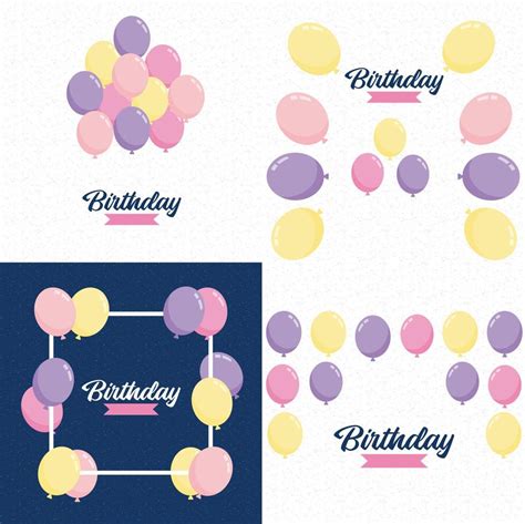 Happy Birthday in a sleek. modern font with a gradient color scheme and balloons 18712503 Vector ...