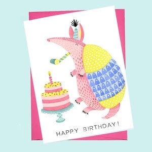 Happy Birthday Armadillo Greeting Card, Birthday Card - Etsy