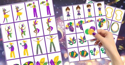 Free Printable Mardi Gras Memory Card Game Matching Pairs