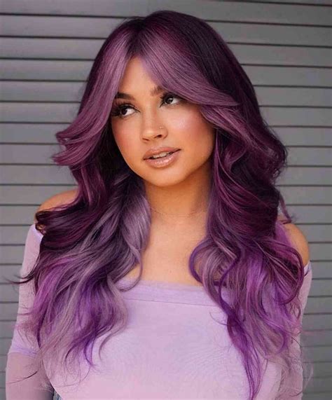 23 Stunning Ways To Get A Purple Balayage Hair Styles Brunette Hair