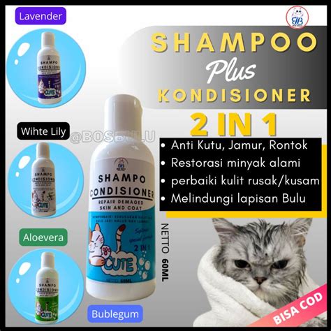 Jual Sampo Kondisioner Anti Bulu Rontok Kusam Jamur Kutu Kucing 60ml