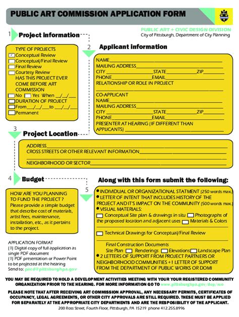 Fillable Online Apps Pittsburghpa Public Art Commission Application