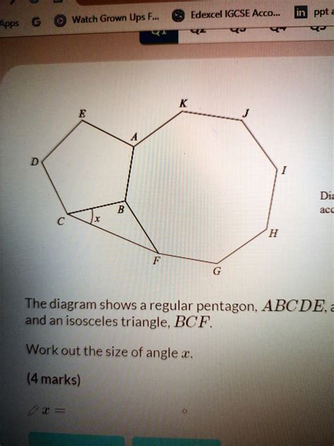 Solved The Diagram Shows A Regular Pentagon Abcde A Regular Octagon