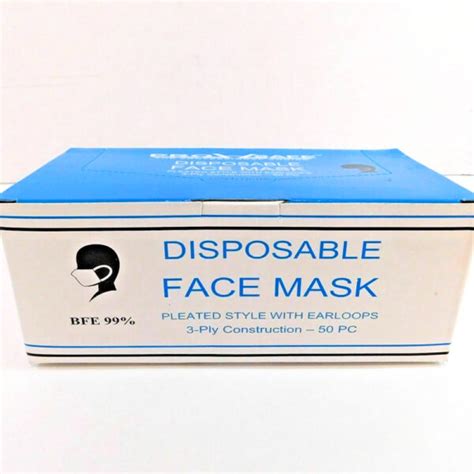 Pro Safe Disposable Face Mask Pleated Ear Loops 3 Ply Box Of 50