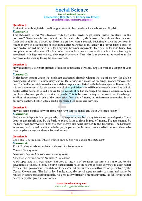 Ncert Solutions For Class Economics Chapter Money And Credit