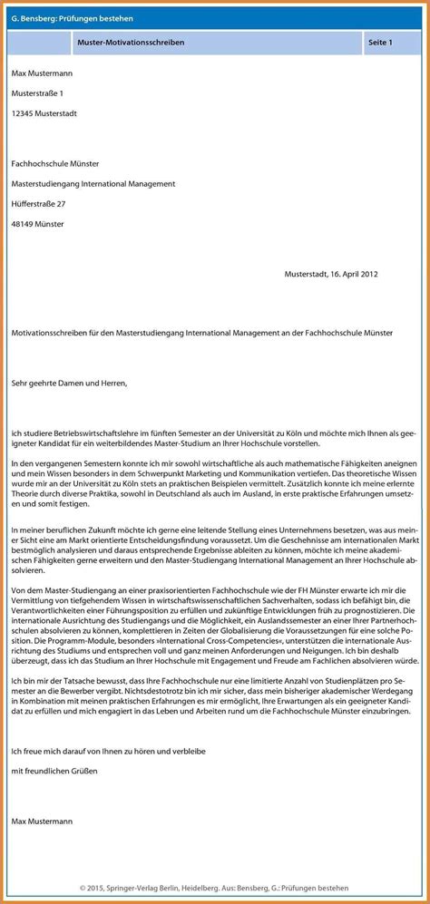 Motivationsschreiben Bachelor Studium Muster Pdf