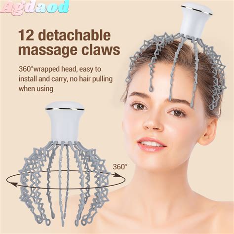 Agdoad Electric Octopus Claw Scalp Massager 12 Claw 6 Modes Hands Head Scratcher Relief Hair