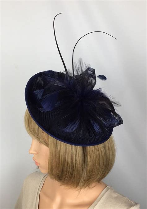 Navy Blue Fascinator Dark Blue Fascinator Hat Blue Hatinator Etsy Uk Blue Fascinator Navy