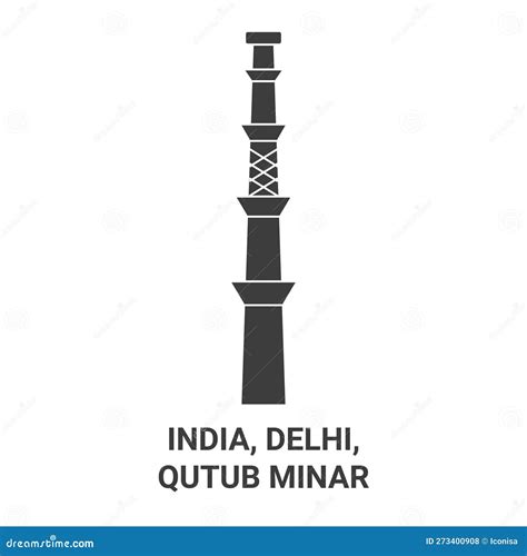 Vector Qutub Minar Qutab Minar Qutb Minar Hand Drawn Postcard New Delhi India Asia Muslim