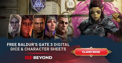 Baldur's Gate 3 Characters in Tabletops: Sheets and Dice for Free