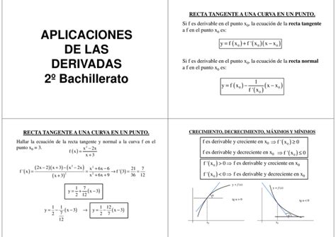 Aplicaciones De Las Derivadas Bachillerato