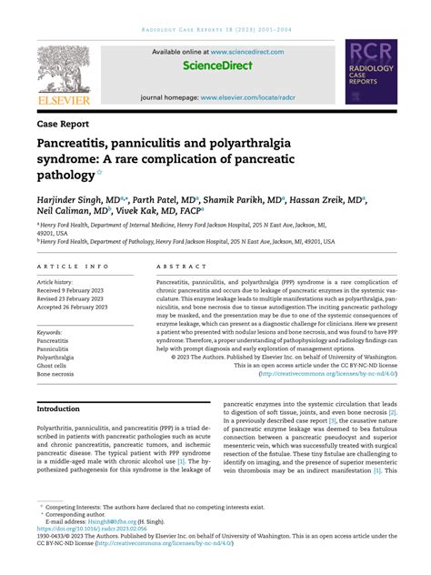 Pdf Pancreatitis Panniculitis And Polyarthralgia Syndrome A Rare Complication Of Pancreatic