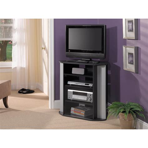 Amazon.com: Bush Furniture Visions Tall Corner TV Stand in Black and Metallic: Kitchen & Dining