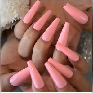 Makeup 24 Piece Long Pink Coffin Shape Press On Nails Poshmark