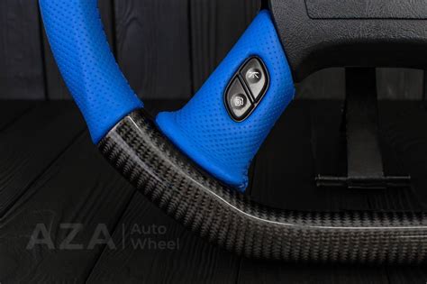 Steering Wheel Hummer H Carbon Fiber Perforated Dark Blue Leather