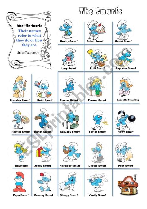 Meet the Smurfs - ESL worksheet by potxoki