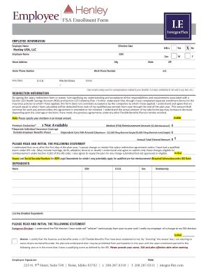 Fillable Online Employee Fsa Enrollment Form Fax Email Print Pdffiller