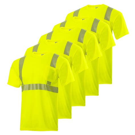 JORESTECH 5 Pack Hi Vis Short Sleeve Safety Shirt Heat Transfer ANSI