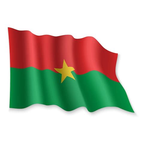 D Realista Ondeando La Bandera De Burkina Faso Sobre Fondo Blanco