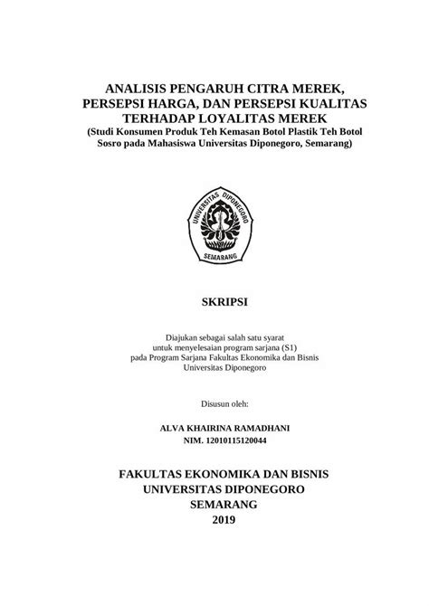 Pdf Analisis Pengaruh Citra Merek Persepsi Harga Dan Eprints