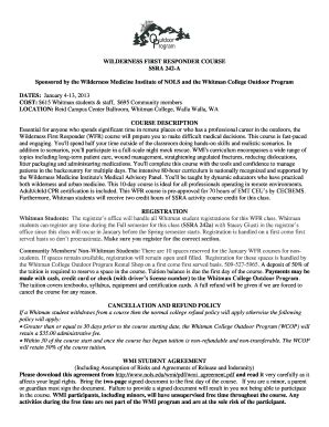 Fillable Online Whitman Wfr Jan Whitman College Whitman Fax