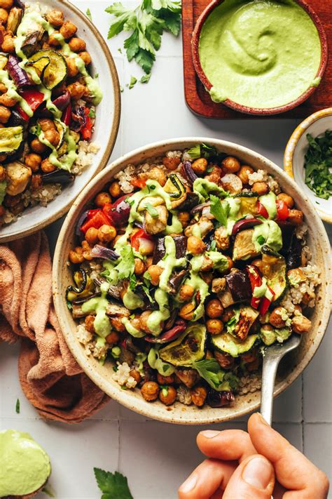 Chickpea Veggie Bowls With Green Tahini Sauce Minimalist Baker