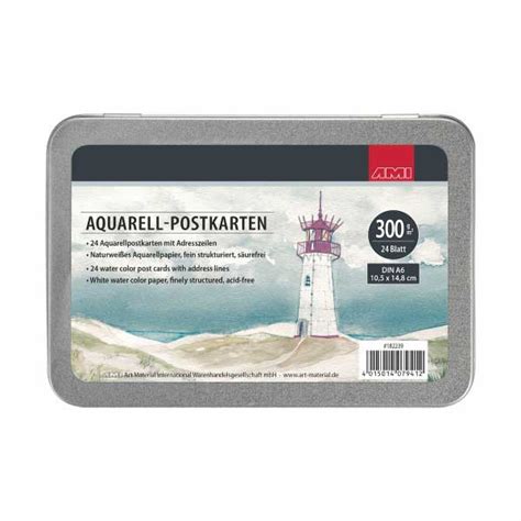 Boite Metal Cartes Postales Papier Aquarelle G Grain Fin Denis