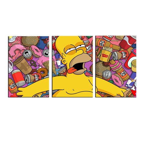 Quadros decorativo Homer Simpson ressaca 3 peças mosaico Shopee Brasil