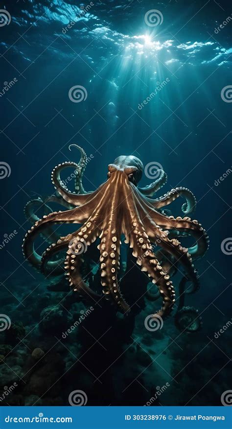 The Kraken is a Legendary Sea Creature of Enormous Size. Stock Illustration - Illustration of ...