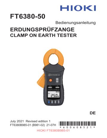 Hioki Clamp On Earth Tester Ft Instruction Manual Manualzz