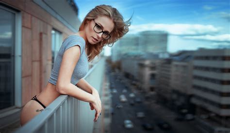 Wallpaper Model Blonde Women With Glasses Ass Dress Tattoo Blue