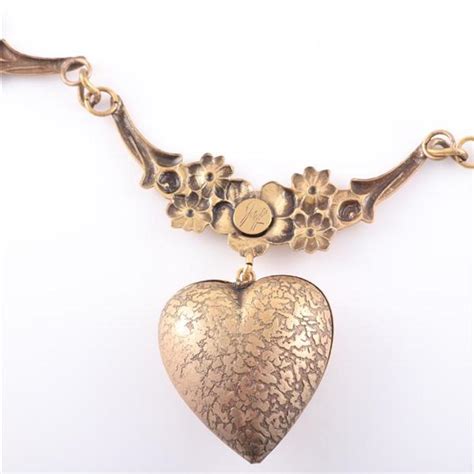 Lot Joseff Of Hollywood Gilt Brass Puffy Heart And Flower 2pc Demi