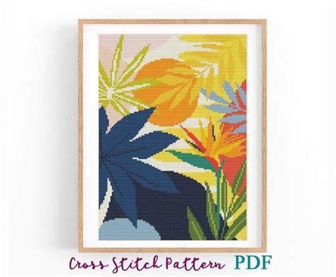 Cross Stitch Pattern Modern Floral Abstract Modern Flowers Easy X