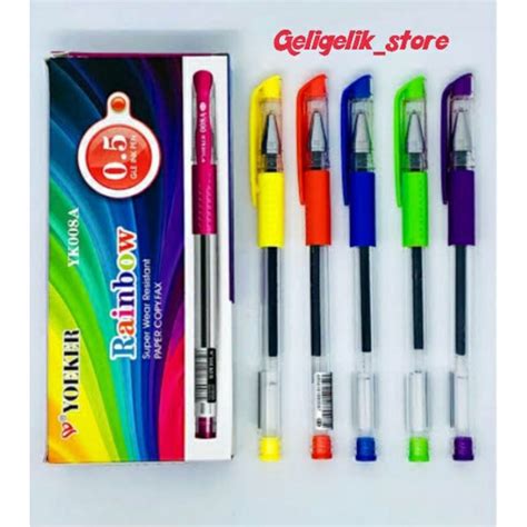 Jual Pulpen Gel Yoeker 008A Rainbow Pen Gel Pena Gel Tinta Hitam