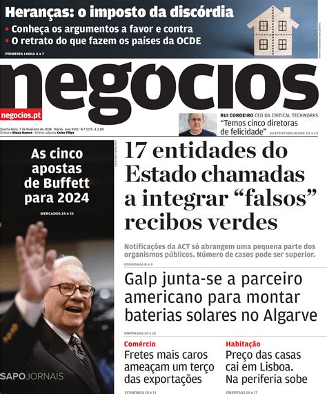 Jornal de Negócios 7 fev 2024 Jornais e Revistas SAPO pt Última