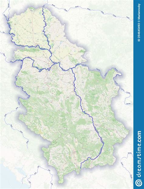 Physical Map of the Country of Republic of Serbia Colored Stock ...