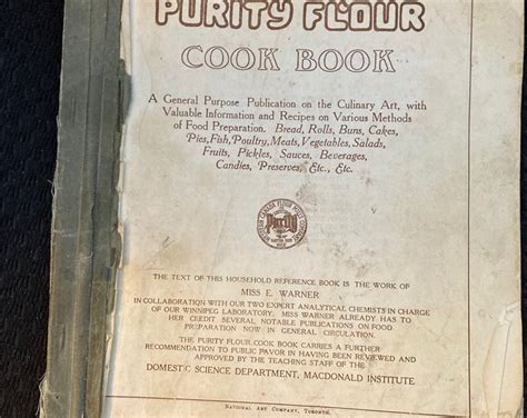 Antique Purity Flour Cook Book Miss E Warner Macdonald Institute