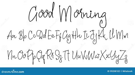 Vector Alphabet Good Morning Calligraphic Font Unique Custom