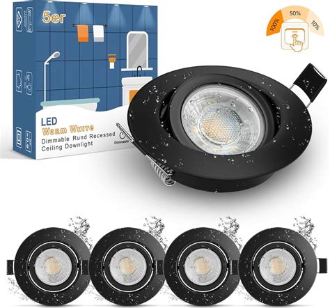 Wowatt W Spot Led Encastrable Noir Dimmable Ip Extra Plat